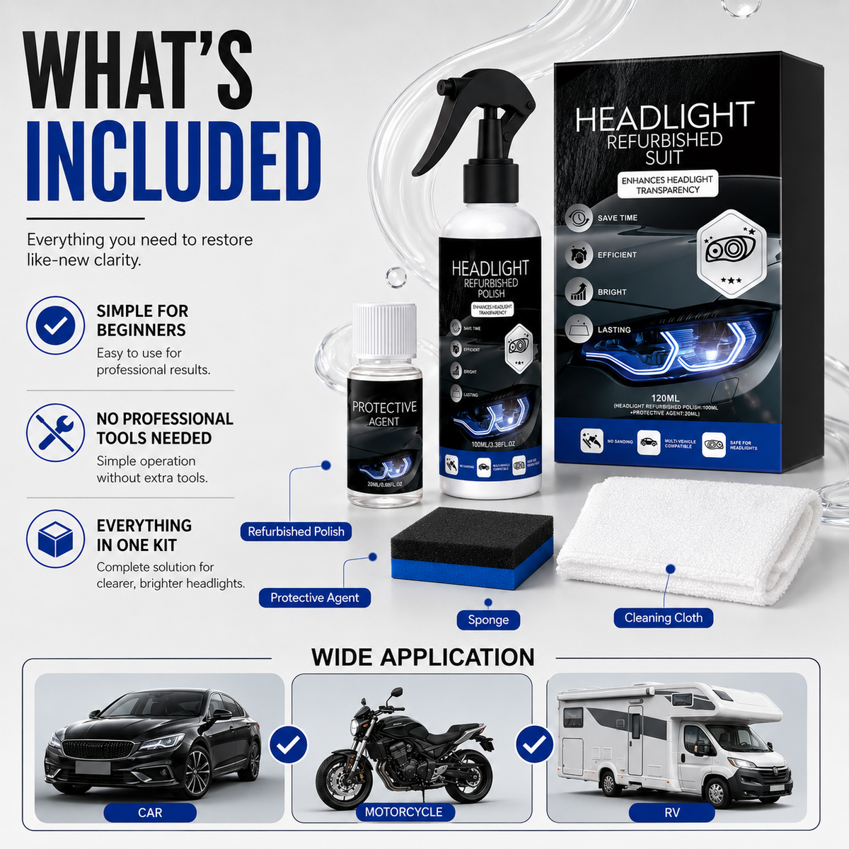 Headlight Restoration Kit | Clear Cloudy Headlights