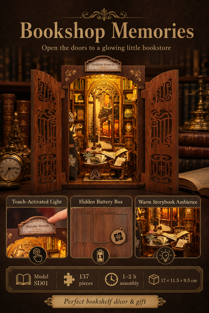 DIY Miniature Book Nook Kit with LED Lights