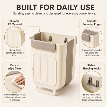 Foldable Hanging Trash Can for Cabinet Doors | 6L & 11L