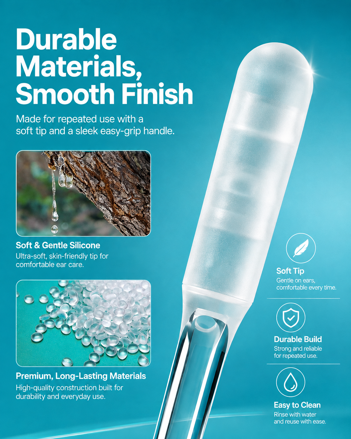 Reusable Sticky Ear Cleaning Swabs | Soft Silicone Tips