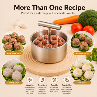 🍽️ Stainless Steel Meatball Maker – Make 12 Meatballs in One Press