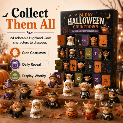 24-Day Halloween Countdown Calendar | Highland Cow Flat Figures
