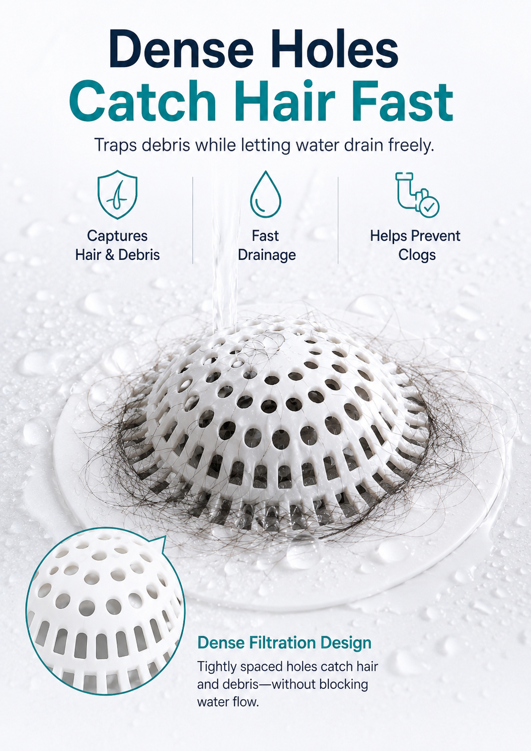 Reusable Silicone Drain Hair Catcher – Anti-Clog Cover