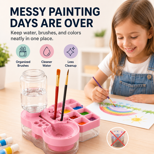🎨 Mess-Free Paint Brush Washer for Kids – Cleaner, Easier Art Time (Brushes Not Included)