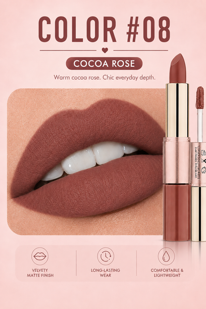 2-in-1 Matte Lipstick & Liquid Lip Glaze | 12 Longwear Shades