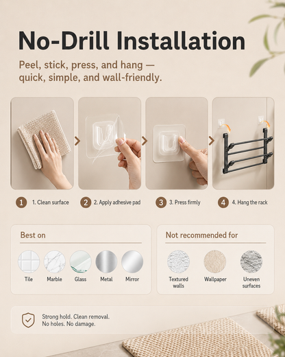 Wall-Mounted Foldable Slipper Rack | No-Drill Shoe Organizer
