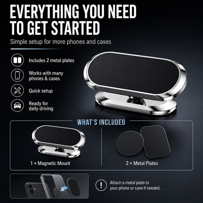 360° Magnetic Car Phone Mount | Foldable Dashboard Holder