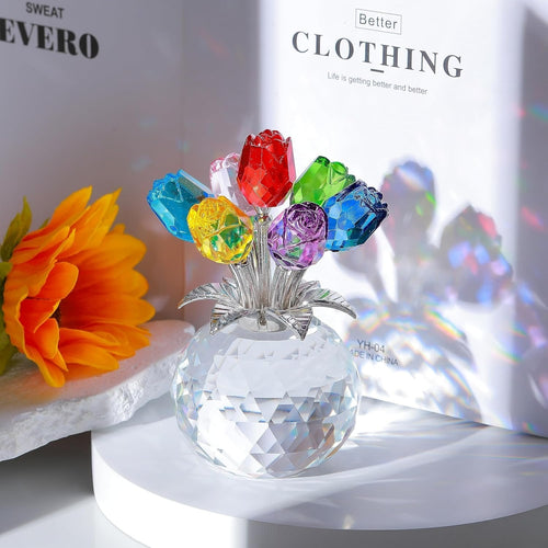 🌺Hot Sale 49% OFF-Crystal Colorful Rose Flower Vase