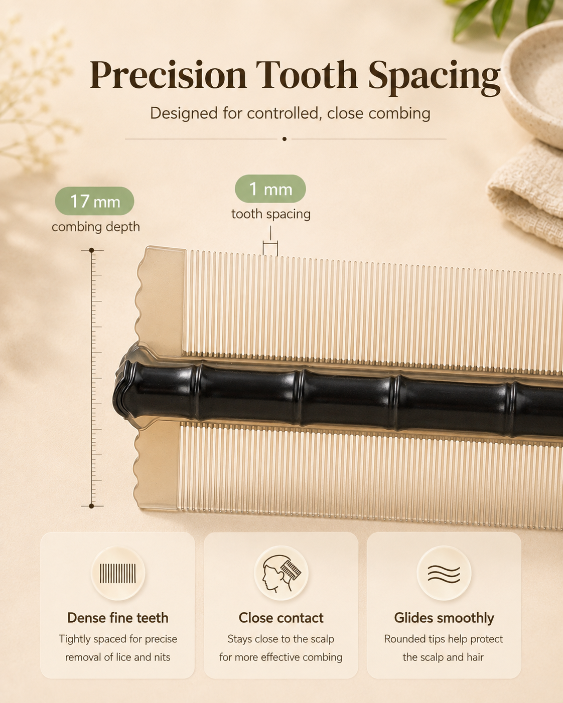 Precision Fine-Tooth Lice Comb – Reusable Nit & Scalp Comb