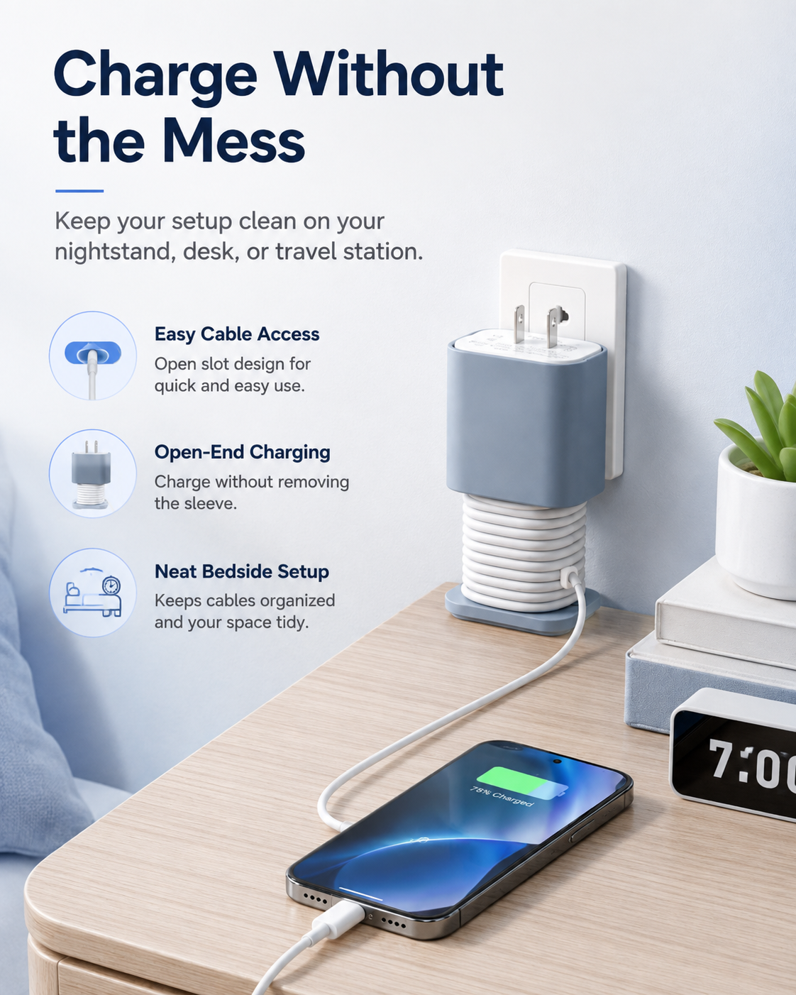 ✨ 2-Pack Charger Protector & Cable Organizer – Keep Cables Neat, Protected & Tangle-Free