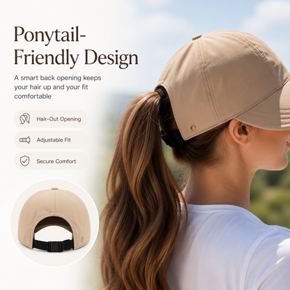☀️ Women’s Wide Brim Ponytail Sun Hat – Packable Full Face Shade Cap