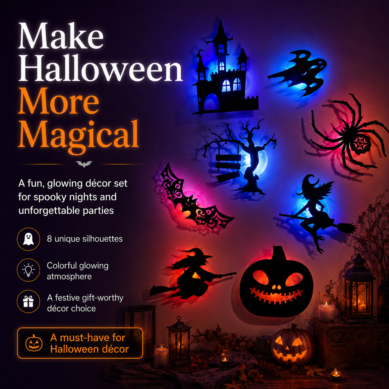Halloween Silhouette Wall Lights – 8 Spooky Designs