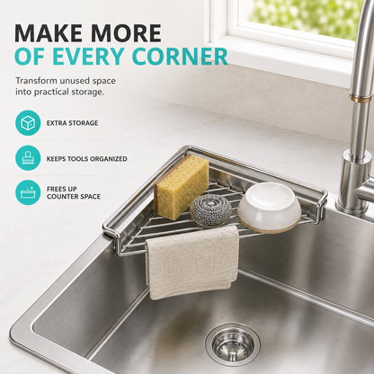 Stainless Steel Corner Sink Drying Rack | Space-Saving Organizer
