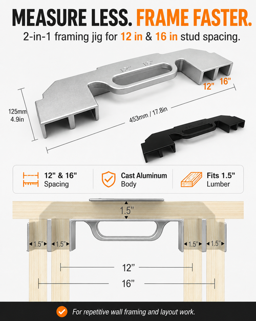 2-in-1 Framing Jig | 12" & 16" Stud Spacing Tool