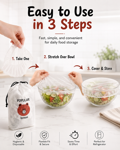 100PCS Disposable Elastic Food Covers for Bowls