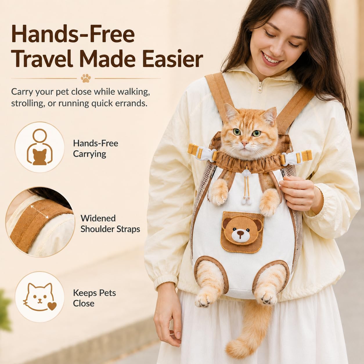 🐻 Stress-Free Travel for Your Pet – Cute Bear Carrier Bag