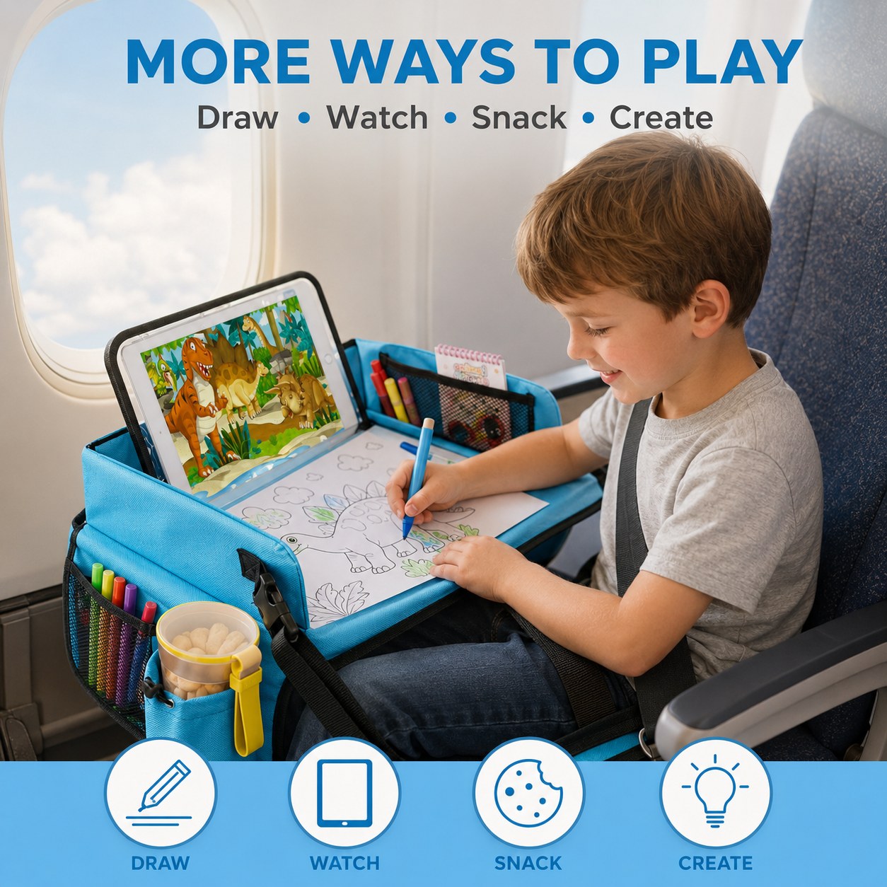 Kids Travel Tray Organizer | Car & Airplane Activity Desk