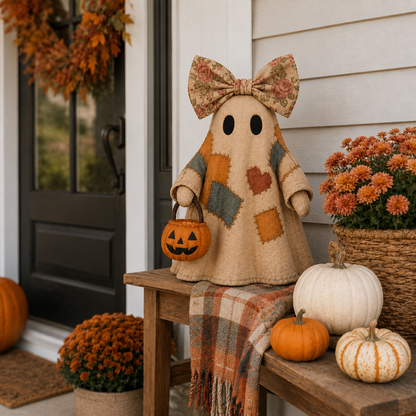 🔥 40% OFF TODAY - 👻🎃 Vintage Patchwork Ghost Decor(✨ LED Pumpkin Lantern）