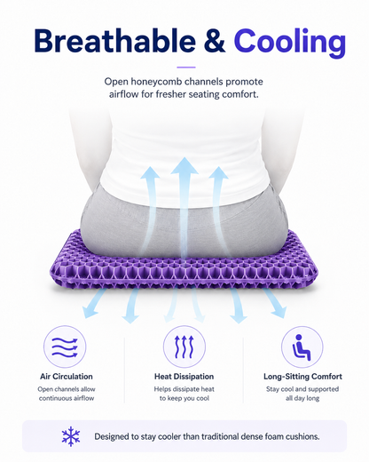 Cooling Honeycomb Gel Seat Cushion for Office & Car