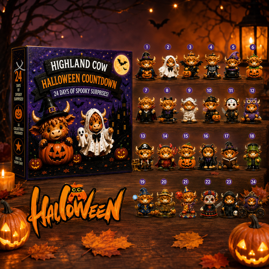 24-Day Halloween Countdown Calendar | Highland Cow Flat Figures