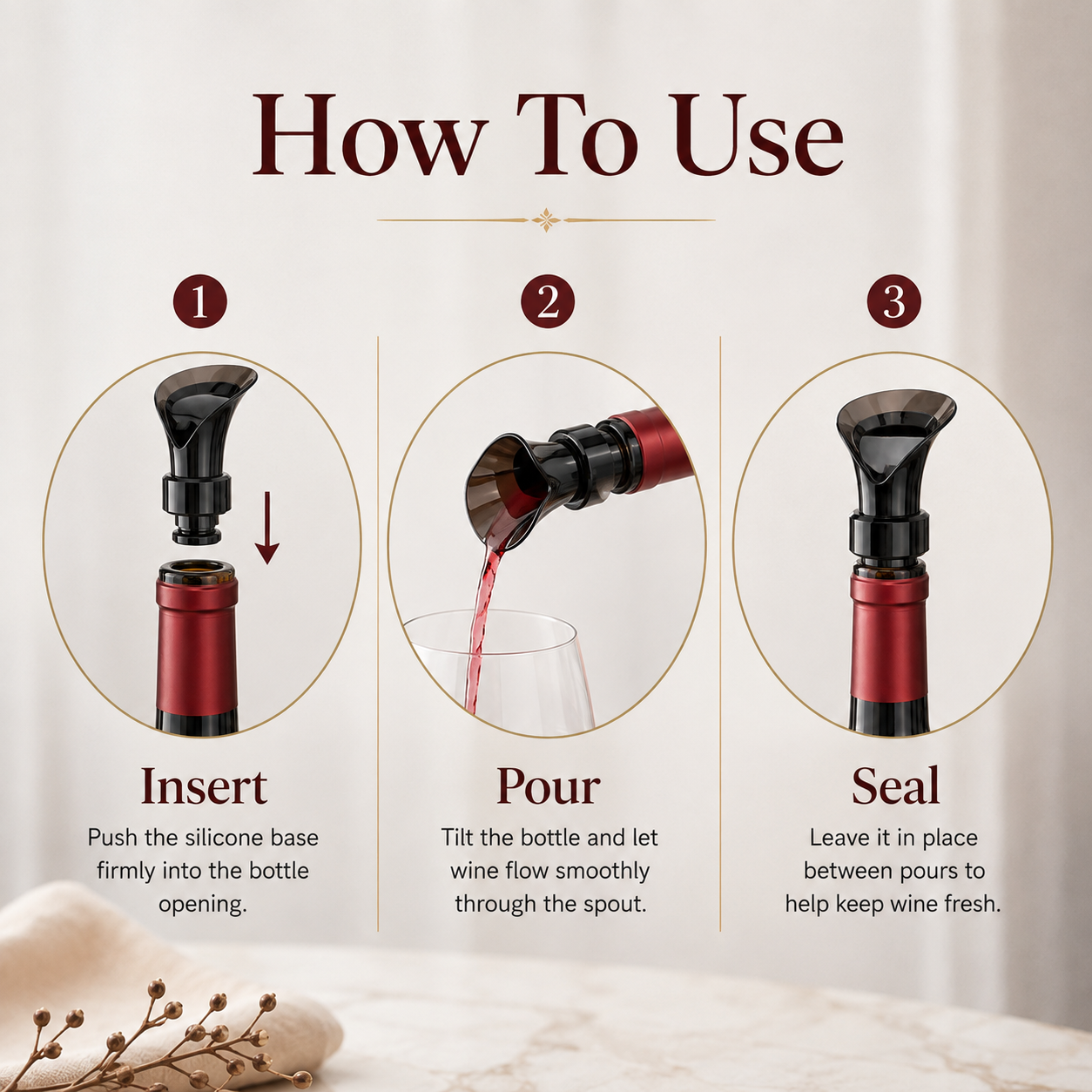 🍷 2-in-1 Wine Pourer & Stopper | Drip-Free Bottle Spout