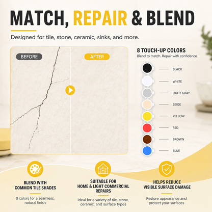 Tile & Stone Crack Repair Kit – 8-Color Touch-Up Repair Set