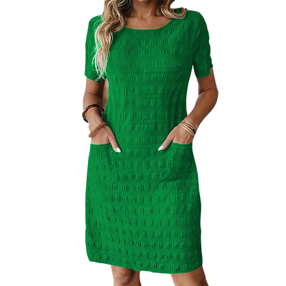 Women's Textured Knee-Length Crew-Neck Dress