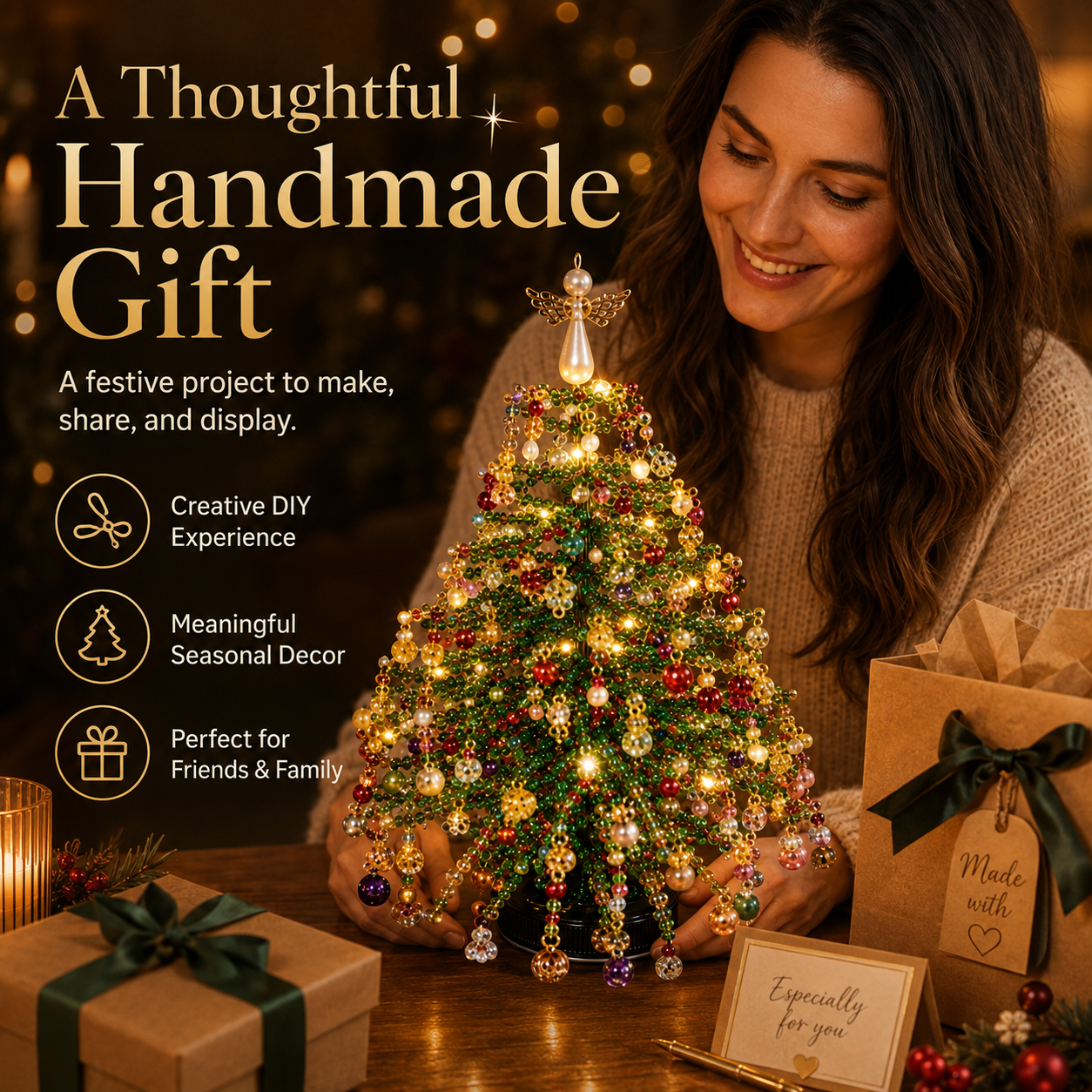 🎄DIY Beaded Christmas Tree Kit | Handmade Tabletop Holiday Decor