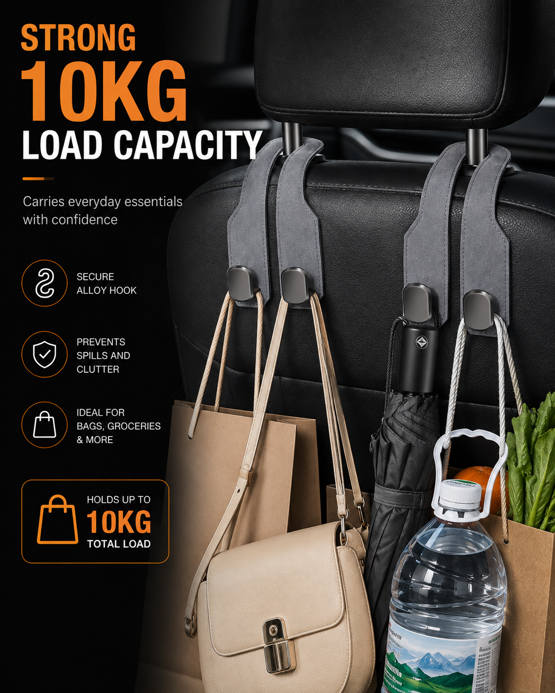🚗 Car Seat Headrest Hook – Multi-Purpose Organizer Hanger