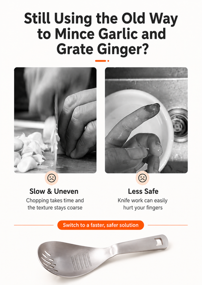 Multifunctional Garlic & Ginger Grater Spoon | Stainless Steel