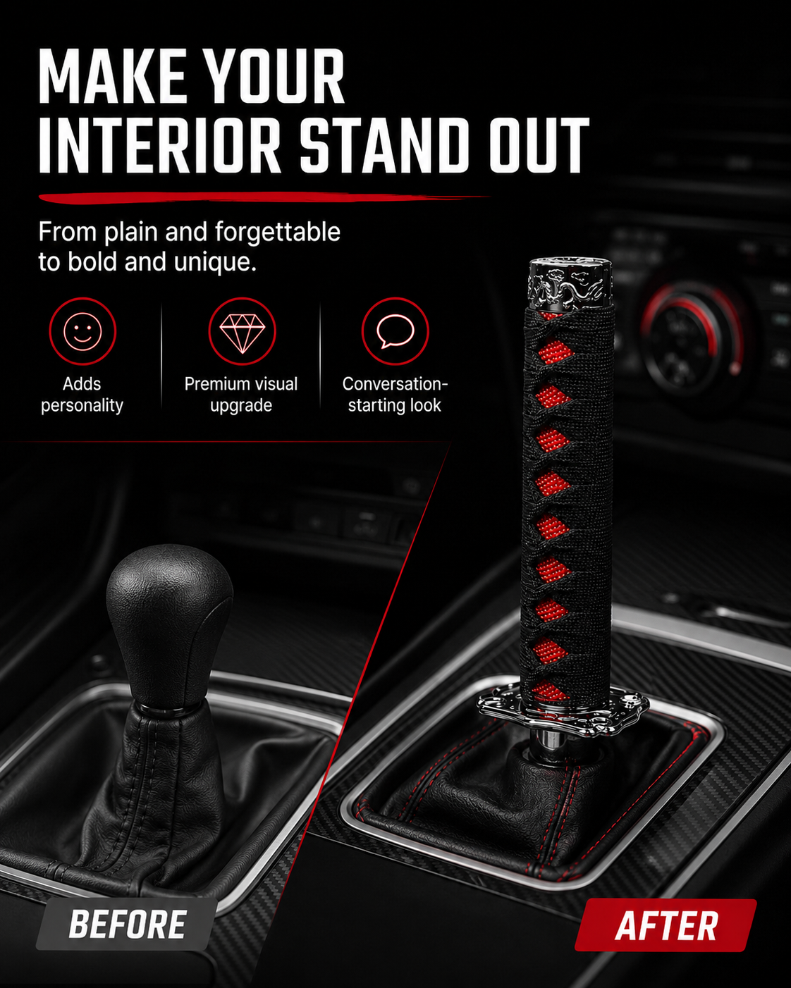 Samurai Shift Knob for Cars | Katana Style Manual Gear Shifter