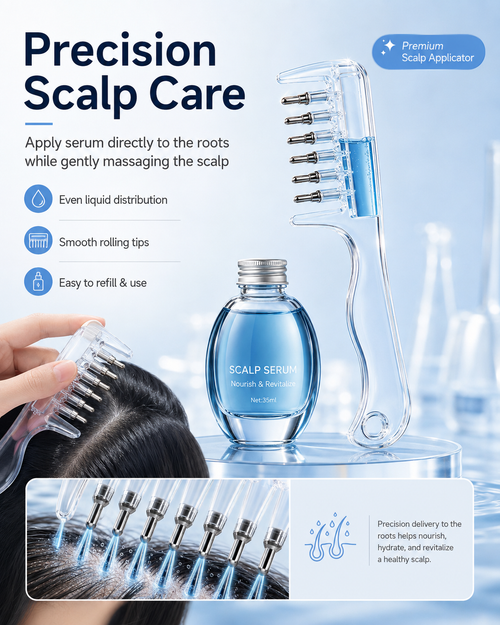 Scalp Serum Applicator Comb with Rolling Tips | Root Care Tool