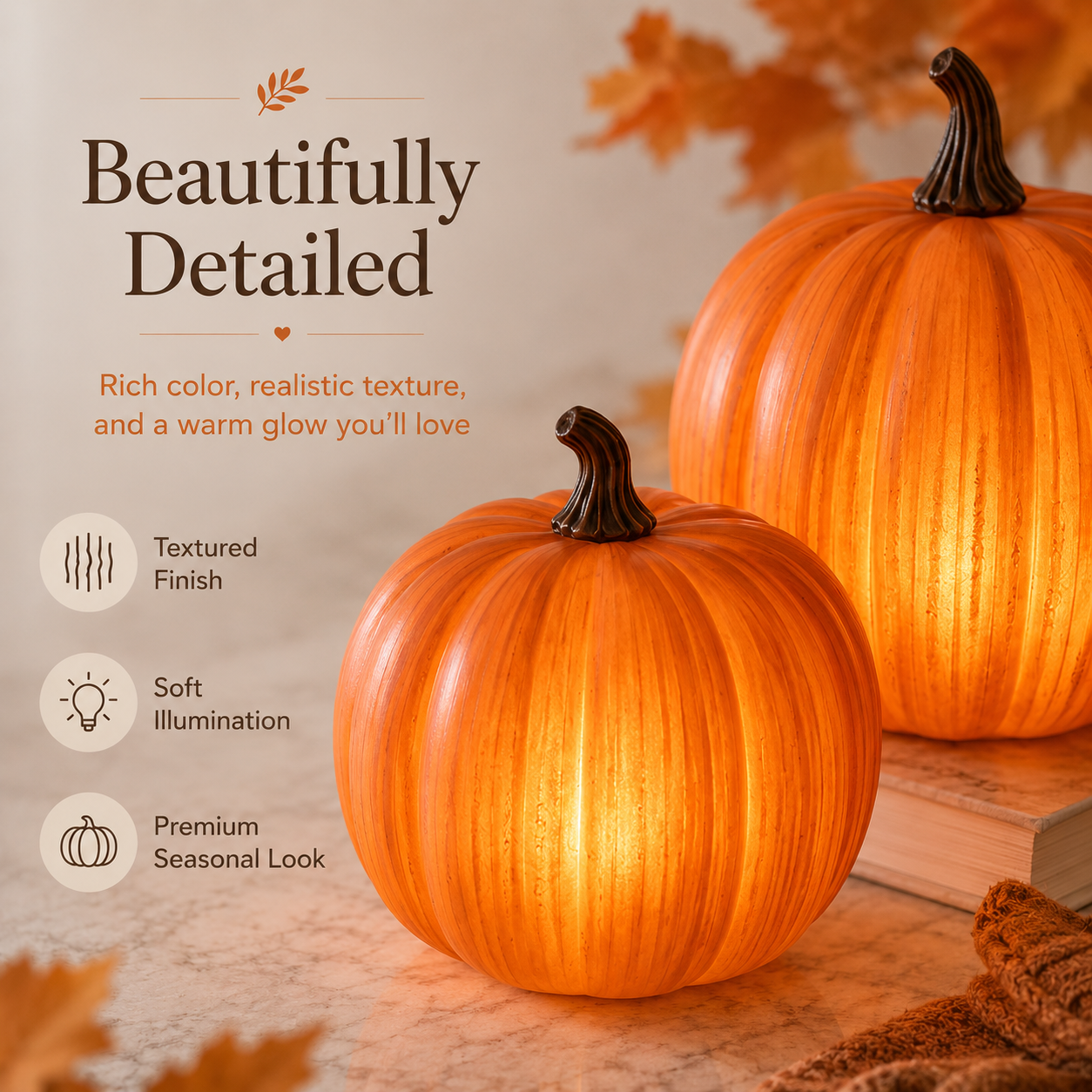 Light-Up Pumpkin Decor Set of 2 | Fall LED Pumpkins