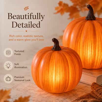 Light-Up Pumpkin Decor Set of 2 | Fall LED Pumpkins