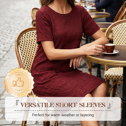 Women's Textured Knee-Length Crew-Neck Dress