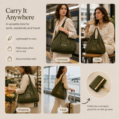 👜 Foldable Nylon Tote Bag – Lightweight Large Capacity Travel Bag