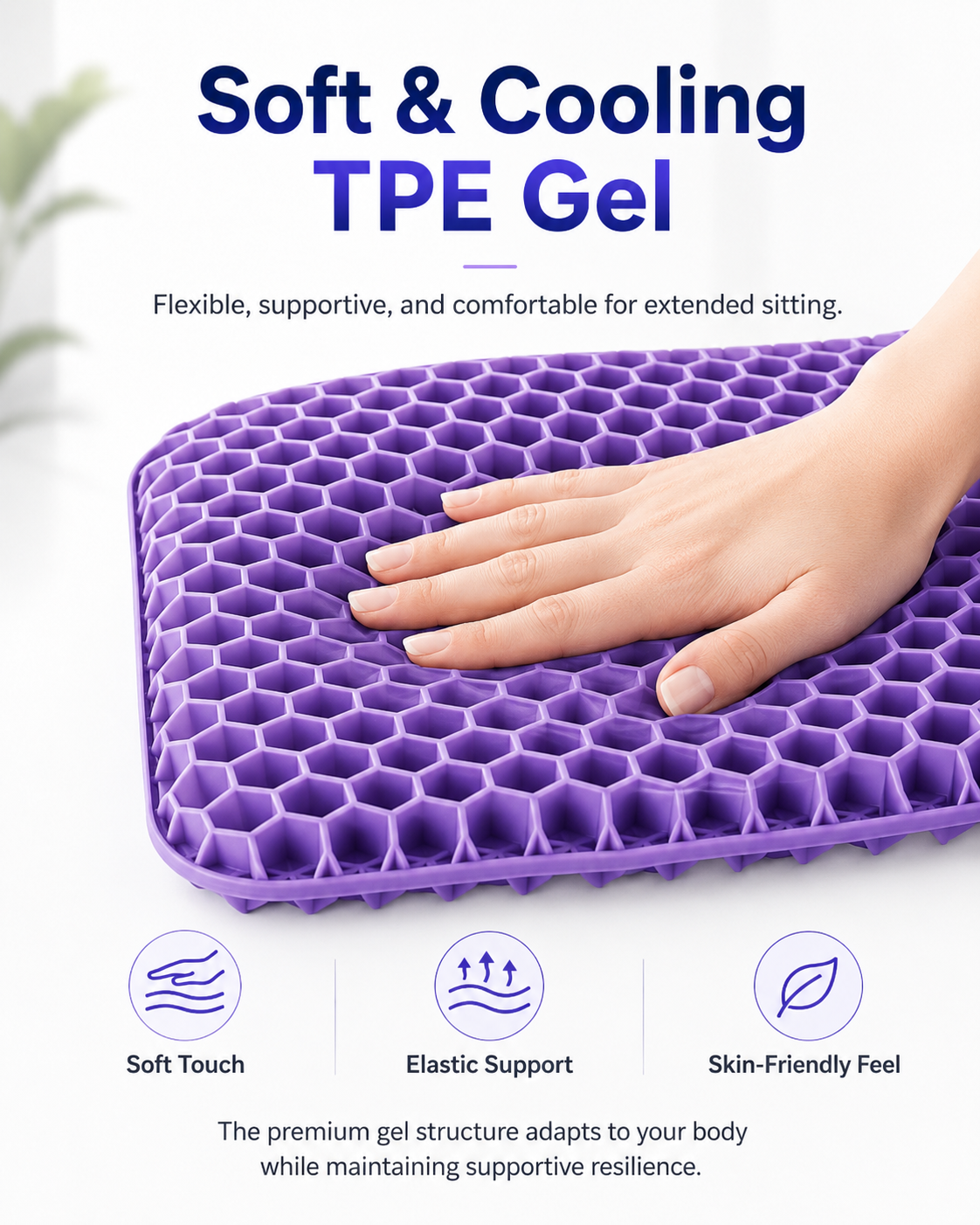Cooling Honeycomb Gel Seat Cushion for Office & Car