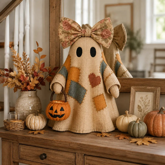 Lighted Vintage Patchwork Ghost