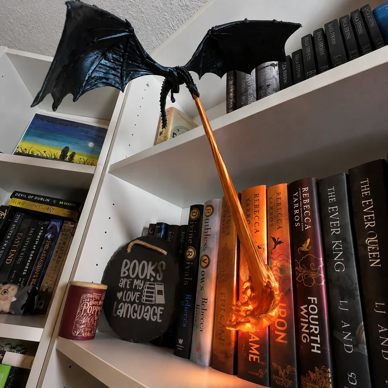 🐉Fire-Breathing Dragon Bookshelf Lamp | Fantasy Book Decor