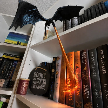 🐉Fire-Breathing Dragon Bookshelf Lamp | Fantasy Book Decor