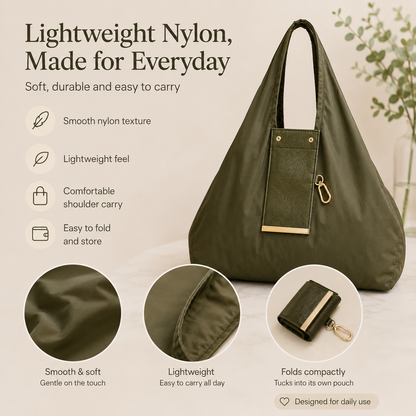 👜 Foldable Nylon Tote Bag – Lightweight Large Capacity Travel Bag