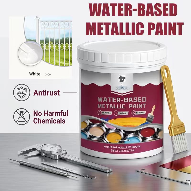 Rust Converter Metallic Paint – One coat stops rust, no sanding, no fumes.  🔨