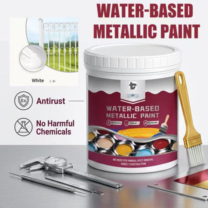 Rust Converter Metallic Paint – One coat stops rust, no sanding, no fumes.  🔨