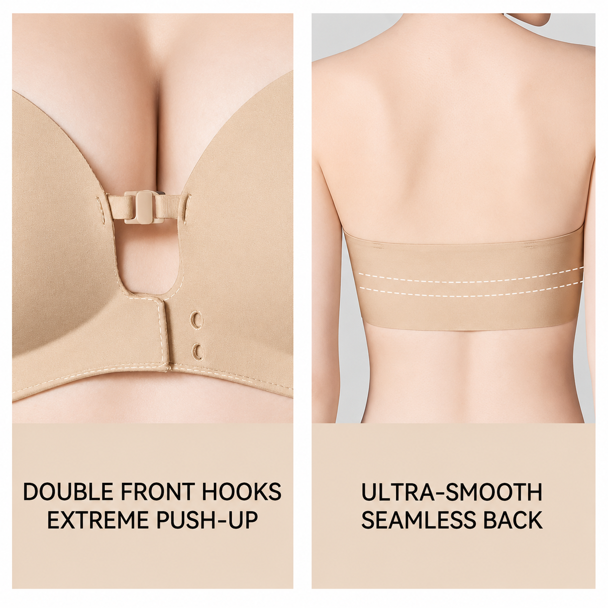 Front Clasp Strapless Bra | No-Slip Seamless Push-Up Bra