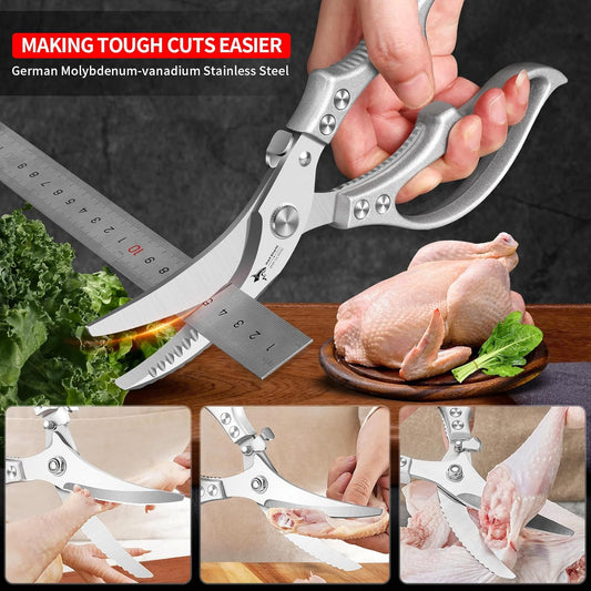 ✂️ LIMITED TIME 50% OFF! ⚡ Heavy-Duty Multifunction Kitchen Shears – 4-in-1 Tool with Fish Scaler, Bottle Opener & Safety Lock 🔪