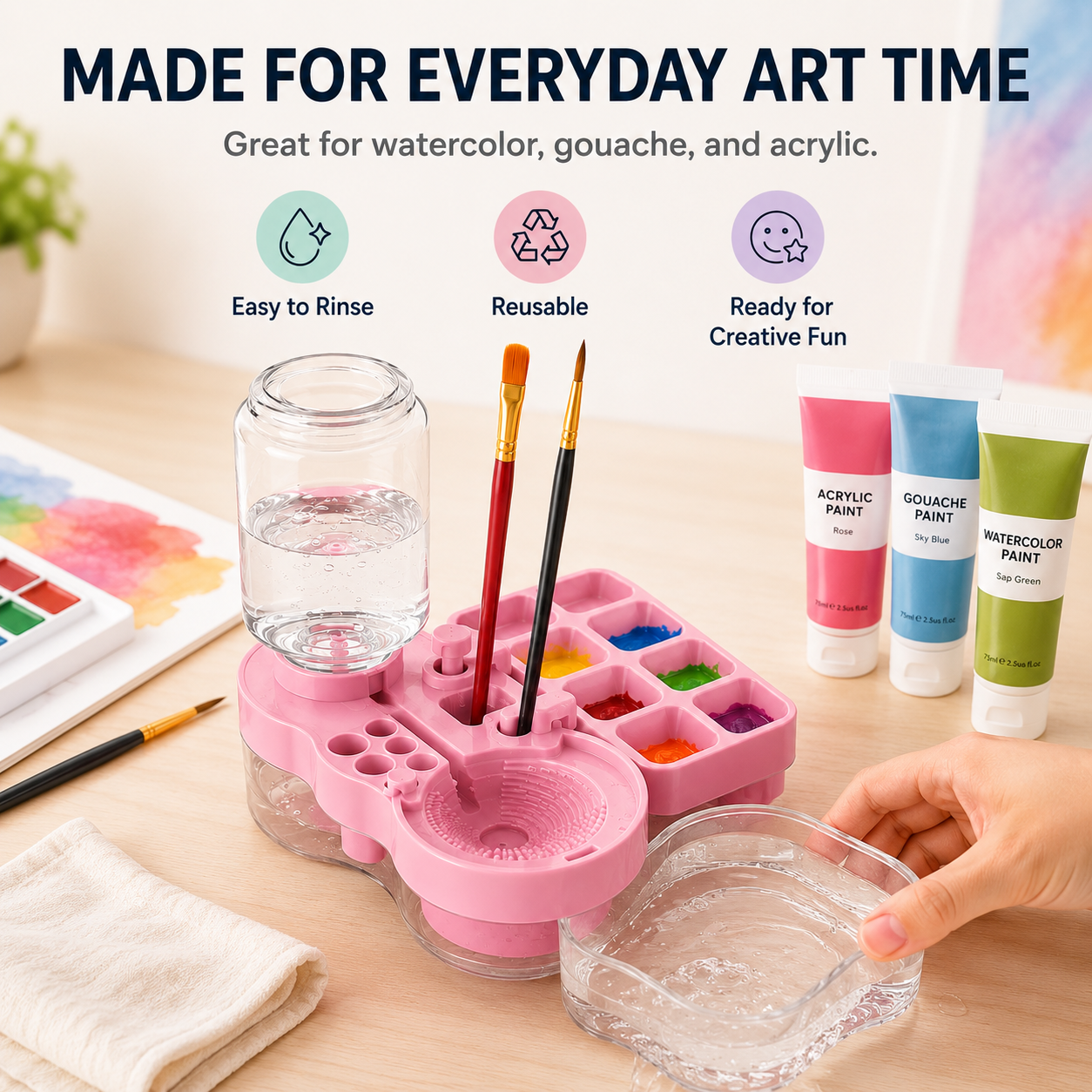 Paint Brush Washer for Kids | Cleaner, Easier Art Time（No Brushes Included）