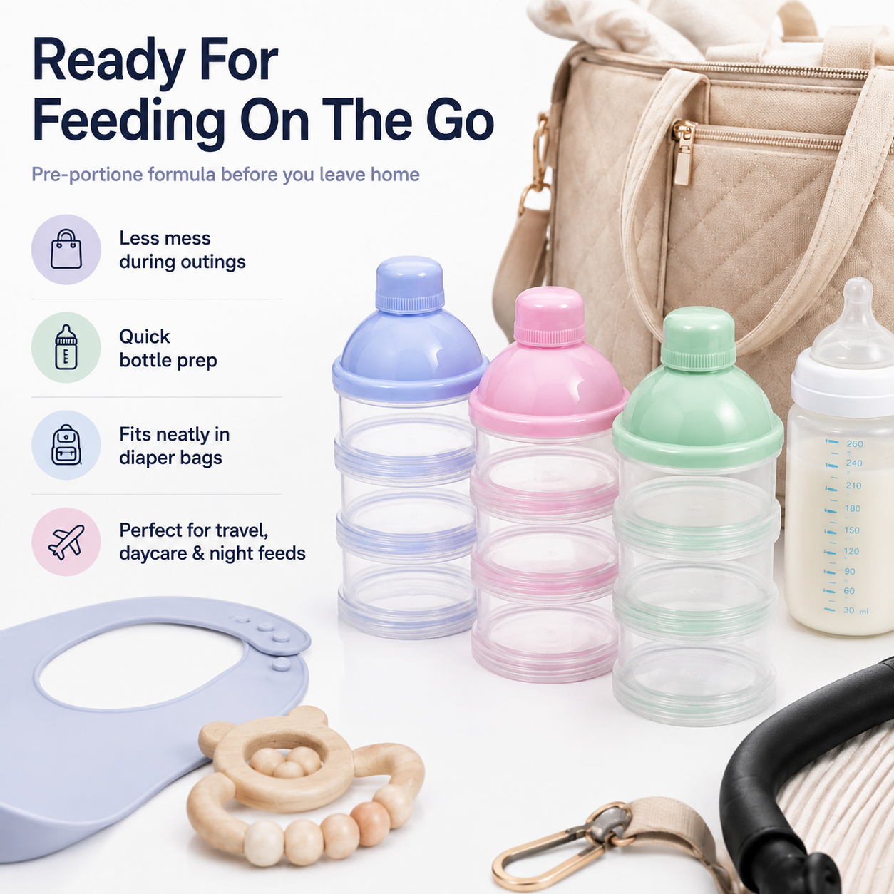 Portable Stackable Baby Formula Dispenser for Travel