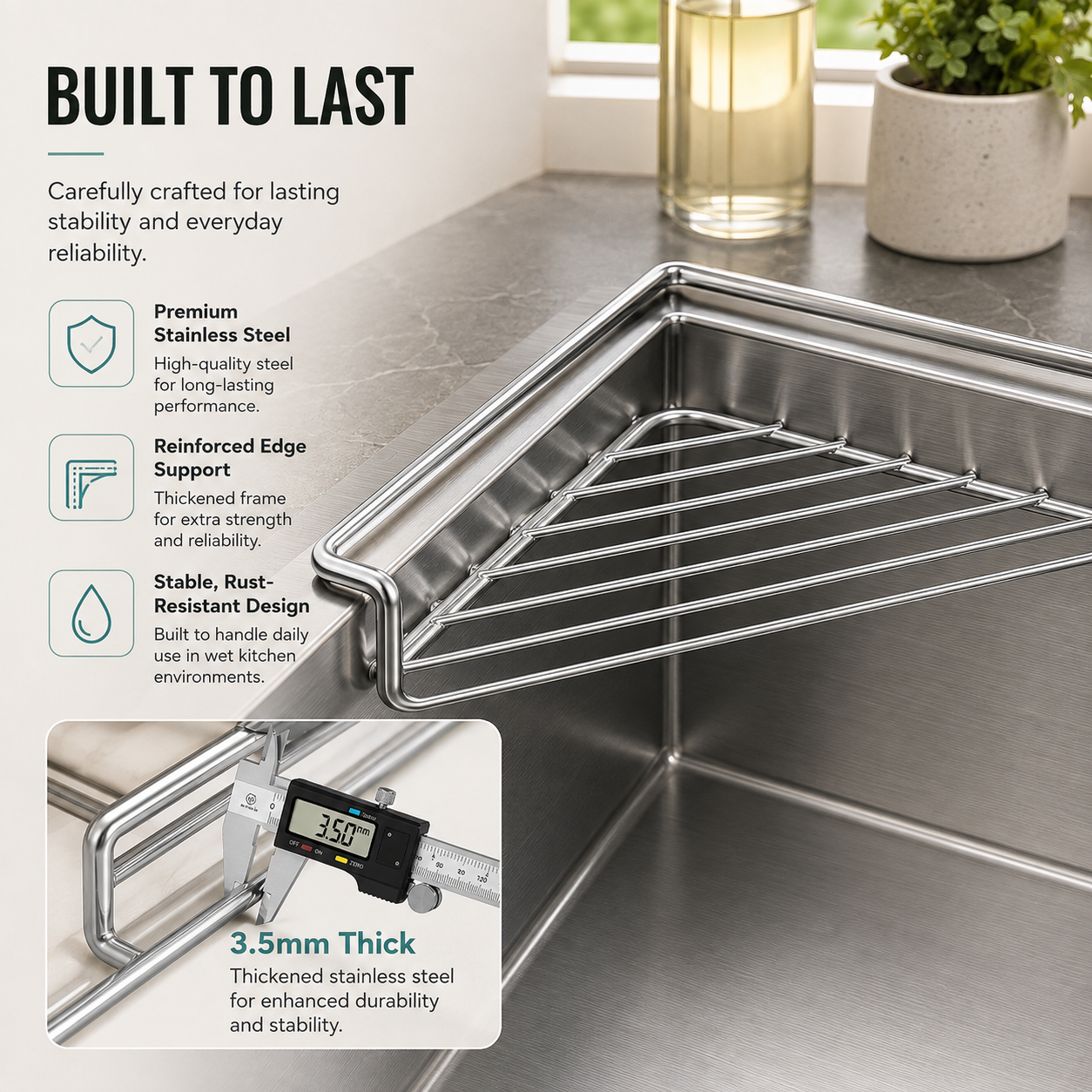 Stainless Steel Corner Sink Drying Rack | Space-Saving Organizer