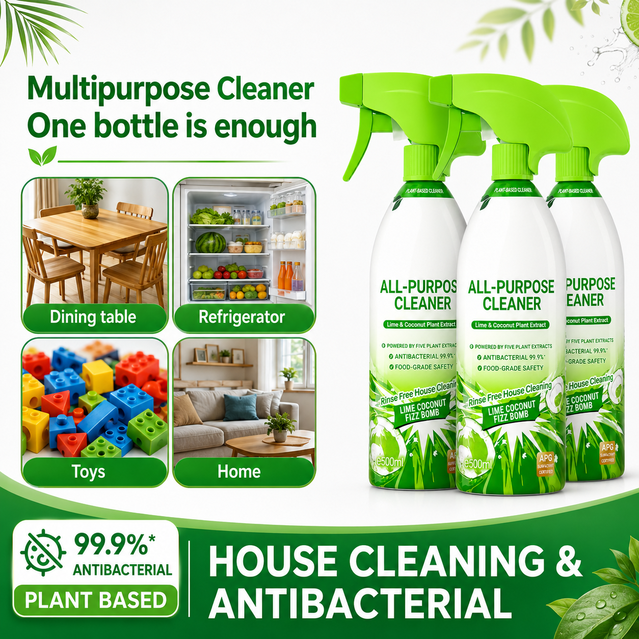 🌿  Plant-Based All-Purpose Cleaner | Foam & Spray Cleaner
