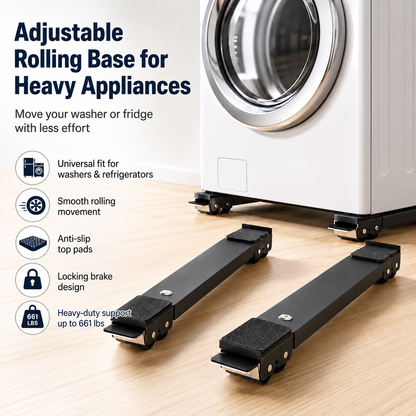 Adjustable Appliance Rolling Base for Washer & Fridge